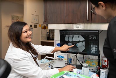 Doctor pointing to X-ray
